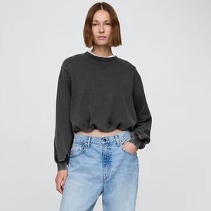 GAP Heavyweight French Terry Bubble-Hem Sweatshirt in Black Wash